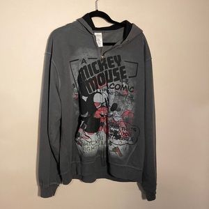 Disney, Mickey Mouse zippered sweatshirt. Men’s XXL.   Lightly worn. Dark Gray.
